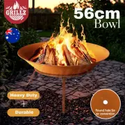 Grillz 56cm Outdoor Rustic Fire Pit Bowl Campfire Iron Wood Burner Fireplace