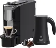 NEW!! Bella Pro Series - Capsule Coffee Maker and Milk Frother - Black *Bundle*