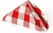 LinenTablecloth 15-Inch Polyester Napkins (1-Dozen) Red & White Checker