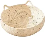 Hand Woven Cotton Rope Cat Bed | Round Cat Nest Basket - Breathable Cat Basket Bed Washable Cotton Rope Dog Beds Slip-Resistant Bottom for Puppy and Kitten
