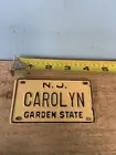 Old School JERSEY Bike License Plate “CAROLYN”—SCHWINN Stingray,Mongoose BMX