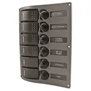 Boater Sports 51319 Boat LED 6 Switch Gang Panel Electrical Water Resistant