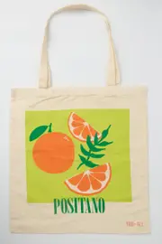 Green Print Tote Bag Printed Positano Oranges