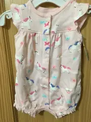 NWT Carter's Baby Girl Unicorn Rainbow Romper Sunsuit Playwear