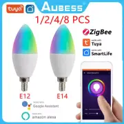 Tuya Zigbee E12/E14 Smart Candle Bulb RGBCW 5W LED Voice Control Alexa Google