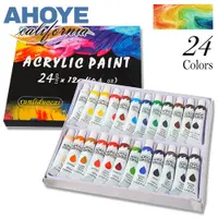 在飛比找PChome24h購物優惠-【Ahoye】24色可水洗顏料 (12ml) 壓克力顏料 廣