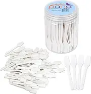 Beauticom Pana Brand Cosmetic Make Up Disposable Plastic 6.4cm Spatulas Skin Care Facial Cream Mask Spatula (100 Pieces in a Container) (WHITE)