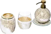 Mosaic Bathroom Accessories Set , 4 Piece Bath Accessory Sets with Gold Soap Dis
