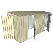 Build-a-Shed 1.5 x 4.5 x 2.0m Tunnel Shed Tunnel Hinged Door +2 Hinged Side Doors - Cream