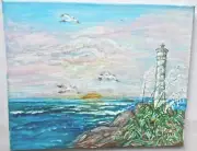 Original Acrylic Painting on 16"x20" Canvas SUNRISE SEASCAPE by Marilyn Oliveri