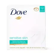Dove Sensitive Skin Hypoallergenic Beauty Bar Soap, Fragrance Free, 3.75 oz