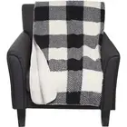NWT Pendleton BLACK/IVORY BUFFALO CHECK Sherpa/Fleece Throw Blanket 50" x 70"