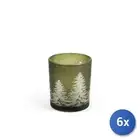 6x H&h Port Tealight I Glass Decorum Abies Green CMS 9x10