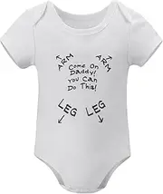[WOOYONGING] Daddy You Can Do This Gender Neutral Baby Outfits Short Sleeve Baby Girls Rompers White Romper 3-6 Months Girl