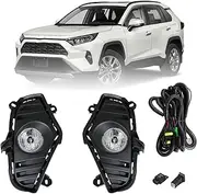 WFLNHB Fog Lights Replacement for Rav4 2019 2020 2021 Clear Lens with Front Bumper Bezel Wires Switch Bulbs Left and Right Side Pack of 2