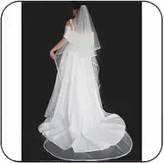 [Latious] Cathedral Bride Wedding Veils 2 Tier Bridal Veil Ribbon Edge Long Veils with Comb for Brides and Women