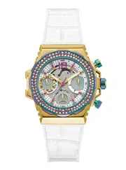 GUESS White Iridescent Fusion Silicone Watch