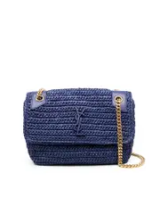 Saint Laurent Niki Medium Chain Bag in Raffia and Leather