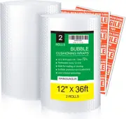 2 Pack 12 Inch X 72 Ft Total Bubble Packing Wrap for Moving Boxes Shipping Cushi