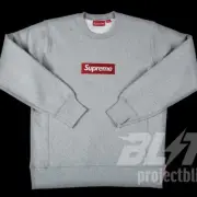 FW15 SUPREME BOX LOGO CREWNECK SWEATSHIRT HEATHER GREY SIZE L LARGE 2015