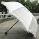 太陽傘防曬防紫外線純白色蕾絲花邊黑膠零透光三折疊晴雨傘女洋傘