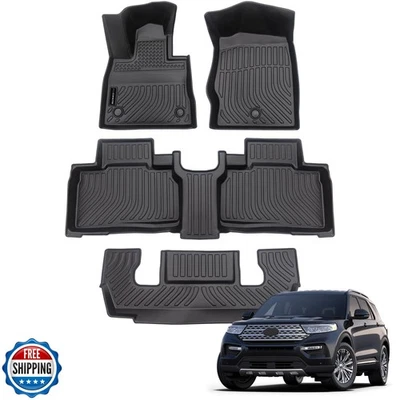 Auxko All Weather Floor Mats Fit for Ford Explorer 2020-2024 2025 6 Seat TPE