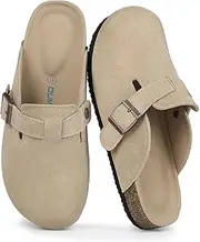 [Dumalum] Clogs for Women Men Suede Clogs Adjustable Buckle Slip-on Cork Footbed Mules Clogs Antislip Sole Slippers Unisex