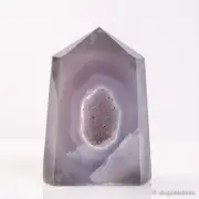427g100mm Druzy Agate Geode Tower Point Natural Crystal Polished Quartz Healing