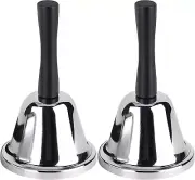 Loud Hand Bell, 2 Pack Silver Steel Hand Bells for , Dinner Bells for inside Cla