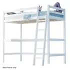 KINGSTON SLUMBER Wooden Kids Single Loft Bed Frame with Desk White Kingston Slum