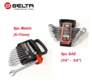 BLACK + DECKER 9pc Combination Open & Ring Spanner Wrench Set: Metric/Imperial