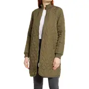 Ilse Jacobsen Isle Jacobsen Long Quilted Jacket in Army at Nordstrom, Size 6 Us