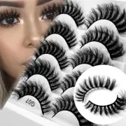 5 Pairs Faux Mink 8D Fluffy False Eyelashes Lash Extension Volume Long Lash *
