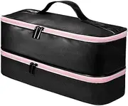 [Buhyujkm] Travel Bag, Double Layer Storage Case Flat Iron, Dustproof Pu Leather Hairdryer Occurrence, Progress Organizer for Coat Dryer, Smooth Irons Styling Utensil, 13.78x6.3x6.3 Inches