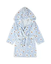 petit lem Girls' Daisy Print Plush Hooded Robe - Little Kid