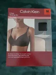 Calvin Klein 2 Pack Microfiber Wire Free Bra, Women M, Black/honey NEW