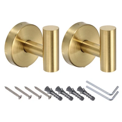 2pcs Bath Towel Hook, Stainless Steel Coat Hook Robe Hooks Gold