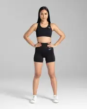 Soma Basix – Women’s Activewear Black Set – Crop Top with High Waisted Shorts