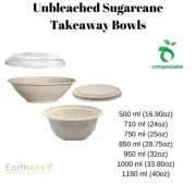 Unbleached Sugarcane Takeaway ROUND Bowls/Lids