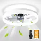 Ceiling Fan with Light, 19.7" Modern Ceiling Fan with Remote Control Smart LED D