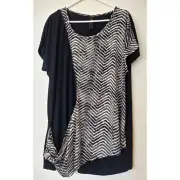 BNWT Black & White Zig Zag Print Twist Blouse by Taking Shape, Size 18, 2XL, NEW