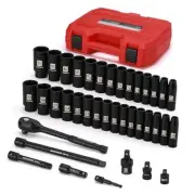 38-Piece 1/2-Inch Drive Deep Impact Socket 1/2" Dr. 36pcs Set (Metric&SAE)