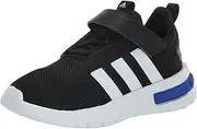 [adidas] Baby Racer TR23 Sneaker, Black/White/Team Royal Blue (Elastic Lace), 3 US Unisex Infant