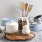 Large Capacity Rotating Storage Rack Versatile Spice Jar Storage Tray Cabinet