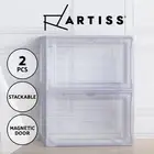 Artiss Shoe Rack Storage Cabinet Shoe Box DIY 2 Stackable Magnetic Door Cube