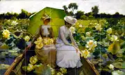 Art Charles Curran Lotus Lilies Ceramic Mural Backsplash Bath Tile #2297