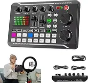Live Sound Card with DJ Mixer Effects & Voice, F998 Live Sound Card Audio Mixer, Professional Sound Mixer Board, LED Light Voice Changer Sound Card with Multiple Sound Effects (1 pcs)