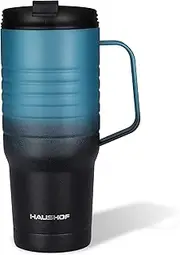 HAUSHOF 710ml Insulated Coffee Cup with Handle, Stainless Steel Vacuum Insulated Tumbler, Double Wall Travel Mugs with Leakproof Lid, 24 oz, BPA Free