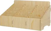 MAGICLULU Box Wooden Multi Grid Mobile Phone Storage Box for Office and School Elegant Desk Organizer with Compartments for Cellphone Management Neat Phone Finishing Maple Color