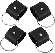 STOBAZA 4 Pcs Leather Hook Scarf Storage Holder Towel Storage Rack Glove Holder Clip Bag Strap Accessories Towel Ring Hanger Women's Scarf Clamp Scarf Holder Hand Towel Holder Black
